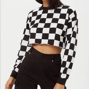 Checker Crop Top | Checkered Raw-Cut Top